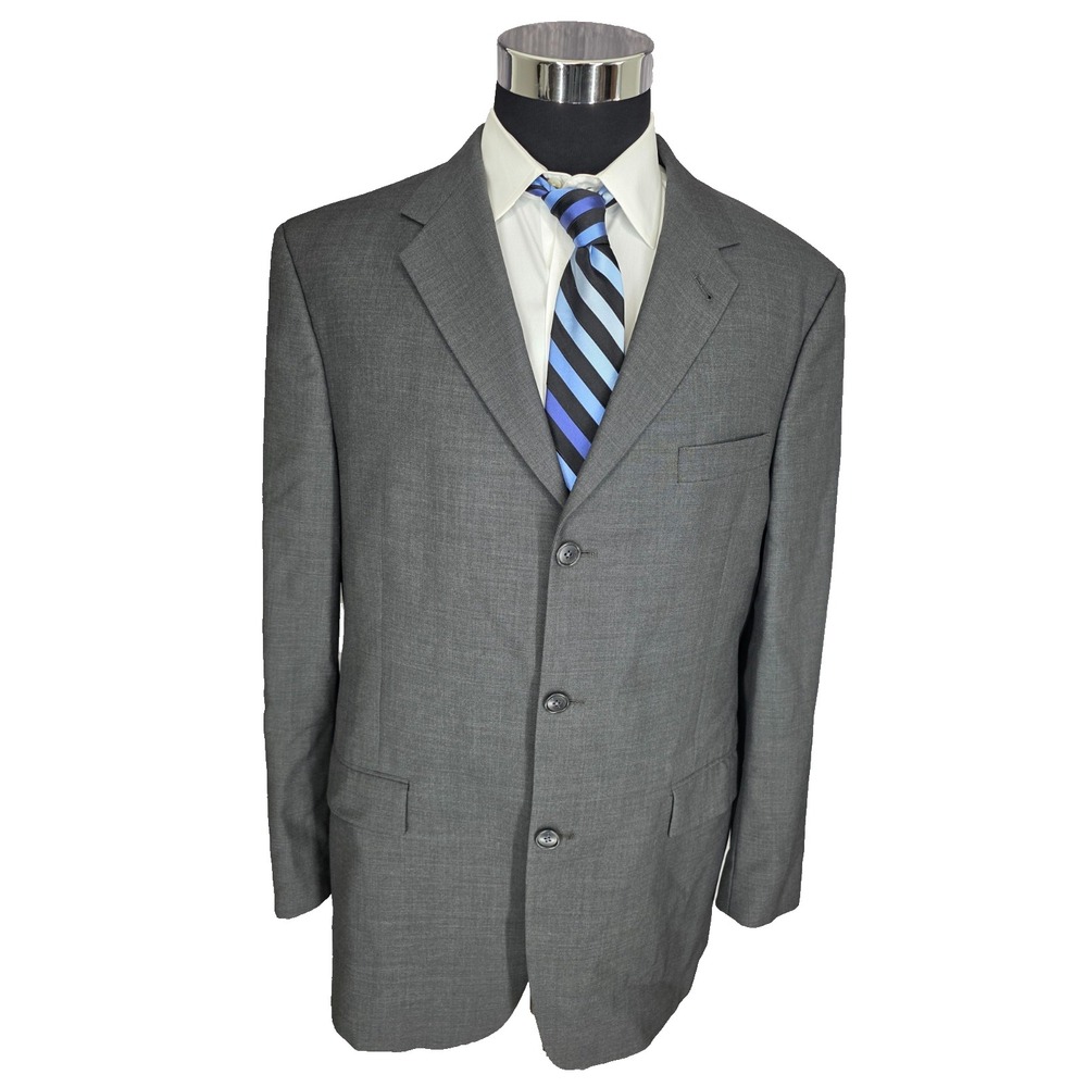 Vintage Kenneth Cole Blazer Jacket Mens 46 Gray Sport Coat 3 Buttons USA Made
